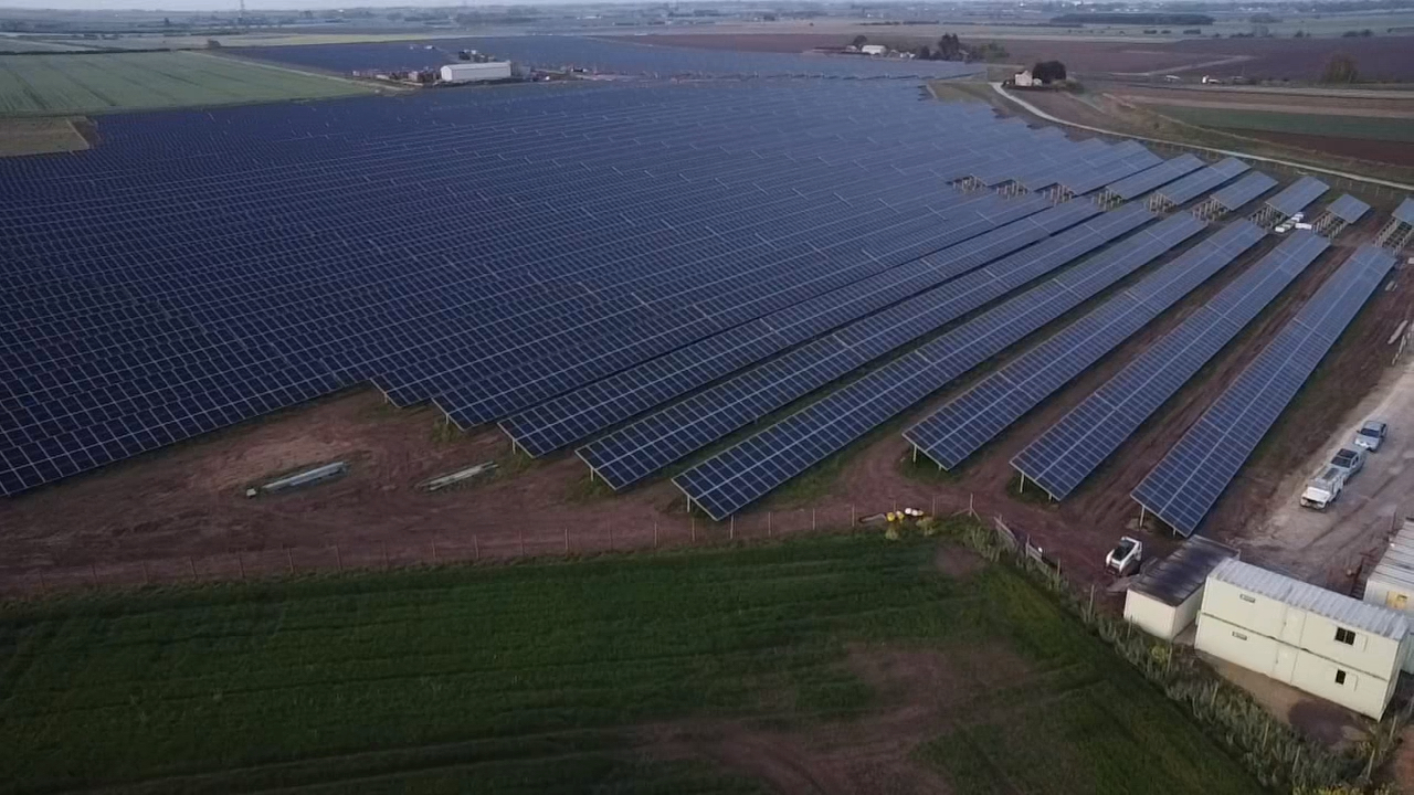 solar farm drone shot